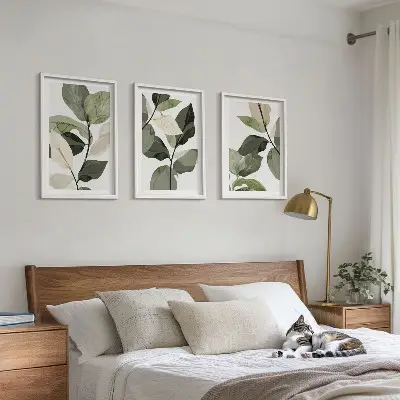 Wanddecoratieset met schilderijen met boho plantenmotieven