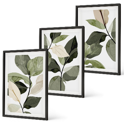 Wanddecoratie set schilderijen Malowane liście roślin boho