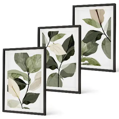 Wanddecoratieset met schilderijen met boho plantenmotieven