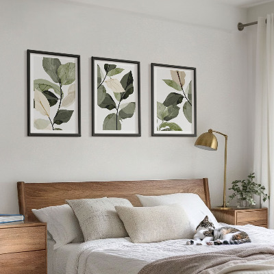 Wanddecoratie set schilderijen Malowane liście roślin boho
