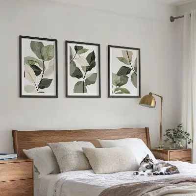 Wanddecoratieset met schilderijen met boho plantenmotieven