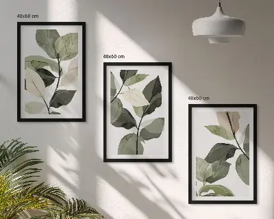Wanddecoratieset met schilderijen met boho plantenmotieven