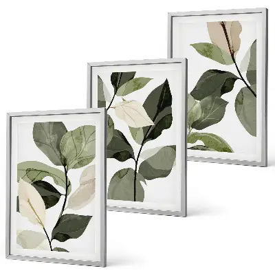 Wanddecoratieset met schilderijen met boho plantenmotieven
