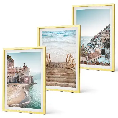 Set schilderijen voor wanddecoratie zomerse pastelkleurige strandgezichten