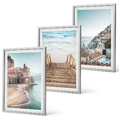 Set schilderijen voor wanddecoratie zomerse pastelkleurige strandgezichten