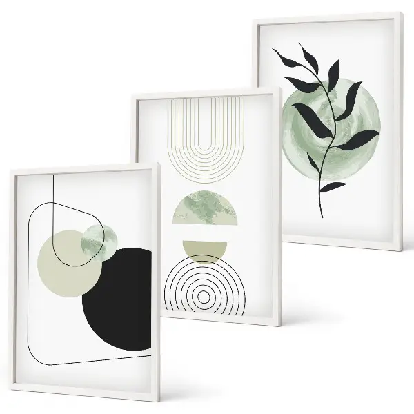 Set schilderijen voor wanddecoratie met abstracte plantvormen