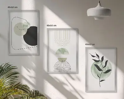 Set schilderijen voor wanddecoratie met abstracte plantvormen