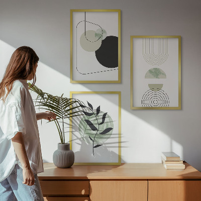 Wanddecoratie set schilderijen Abstrakcyjne roślinne kształty