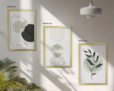 Set schilderijen voor wanddecoratie met abstracte plantvormen