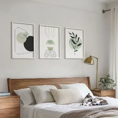 Set schilderijen voor wanddecoratie met abstracte plantvormen