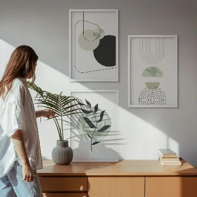 Set schilderijen voor wanddecoratie met abstracte plantvormen