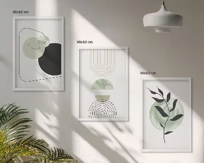 Set schilderijen voor wanddecoratie met abstracte plantvormen