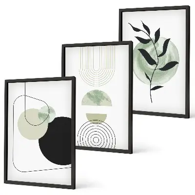 Set schilderijen voor wanddecoratie met abstracte plantvormen