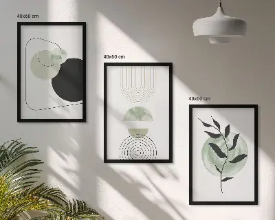 Set schilderijen voor wanddecoratie met abstracte plantvormen