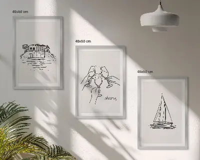 Fotowand huis aan het water met een zeilboot en proost
