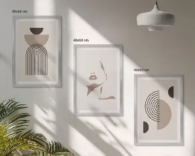 Fotowand met abstracte vormen en een gezicht