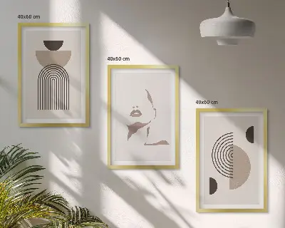 Fotowand met abstracte vormen en een gezicht