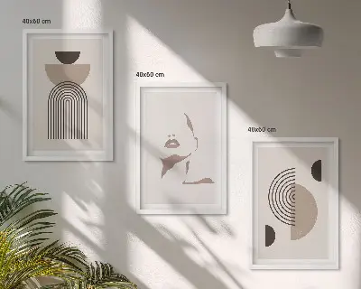 Fotowand met abstracte vormen en een gezicht
