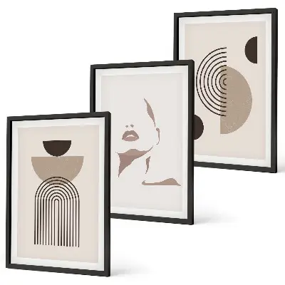Fotowand met abstracte vormen en een gezicht