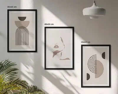 Fotowand met abstracte vormen en een gezicht