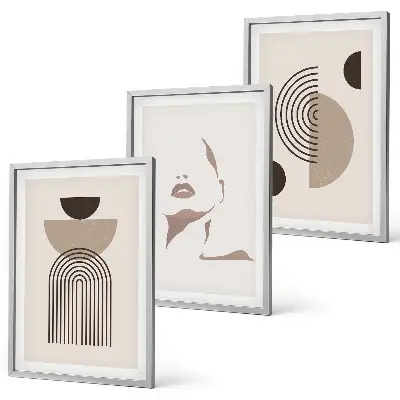 Fotowand met abstracte vormen en een gezicht