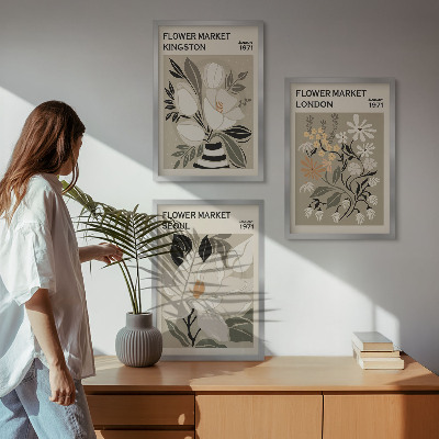 Wanddecoratie set schilderijen Kwiaty retro z miast świata