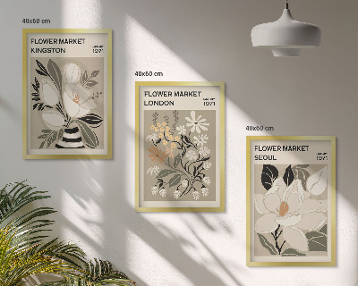 Wanddecoratie set schilderijen Kwiaty retro z miast świata