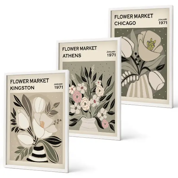 Fotowand met retro bloemcomposities