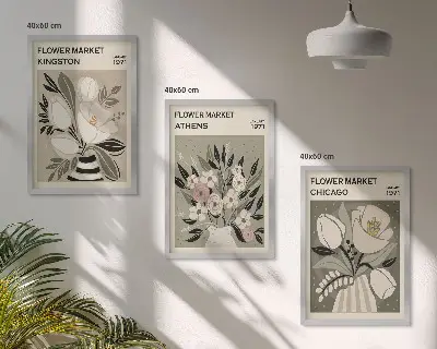 Fotowand met retro bloemcomposities
