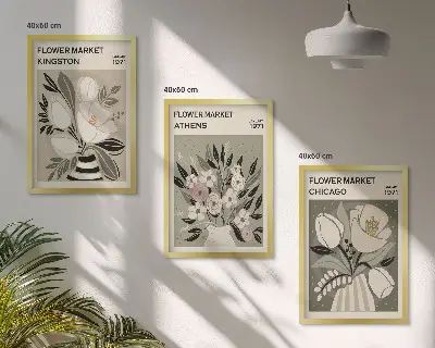 Fotowand met retro bloemcomposities