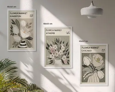 Fotowand met retro bloemcomposities