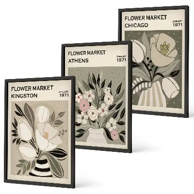 Fotowand met retro bloemcomposities