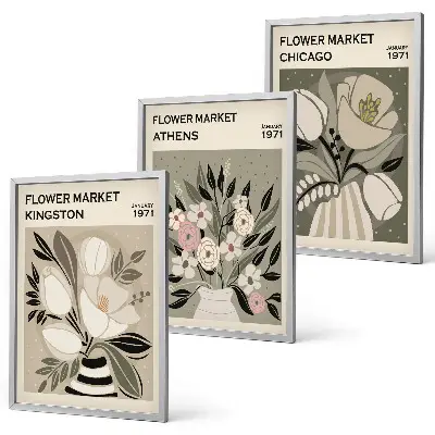 Fotowand met retro bloemcomposities