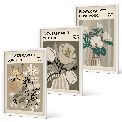 Wanddecoratie set schilderijen Kwiatowe targi Londyn Chicago Hongkong