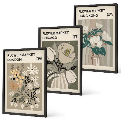 Wanddecoratie set schilderijen Kwiatowe targi Londyn Chicago Hongkong