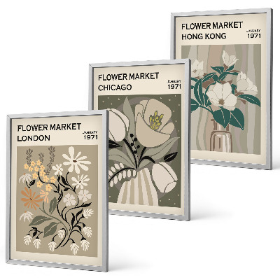 Wanddecoratie set schilderijen Kwiatowe targi Londyn Chicago Hongkong
