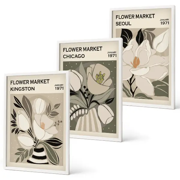 Fotowand met retro motief van bloemen in Kingston, Seul en Chicago