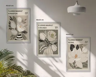 Fotowand met retro motief van bloemen in Kingston, Seul en Chicago
