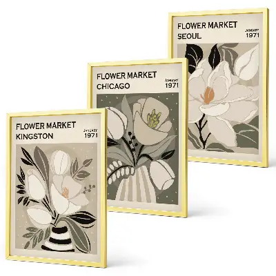 Fotowand met retro motief van bloemen in Kingston, Seul en Chicago