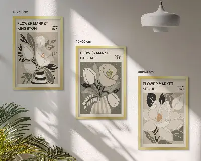 Fotowand met retro motief van bloemen in Kingston, Seul en Chicago