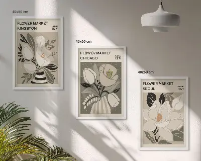 Fotowand met retro motief van bloemen in Kingston, Seul en Chicago