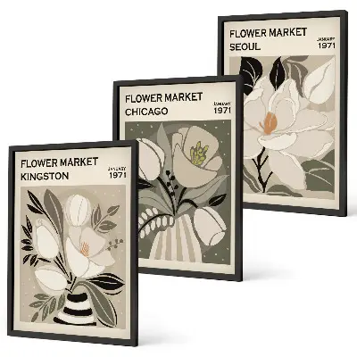 Fotowand met retro motief van bloemen in Kingston, Seul en Chicago