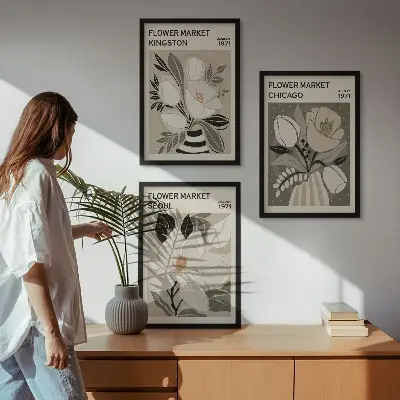 Fotowand met retro motief van bloemen in Kingston, Seul en Chicago