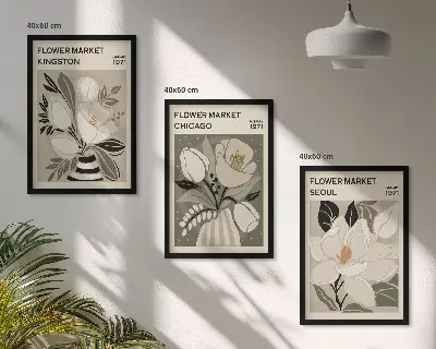 Fotowand met retro motief van bloemen in Kingston, Seul en Chicago