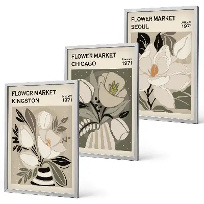 Fotowand met retro motief van bloemen in Kingston, Seul en Chicago