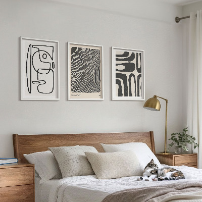 Wanddecoratie set schilderijen Abstrakcyjne wzory linie tekstury