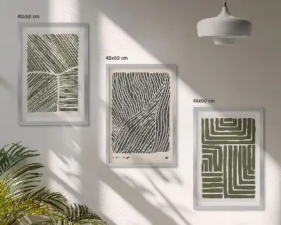 Fotowand met abstracte groene patronen van lijnen en vormen