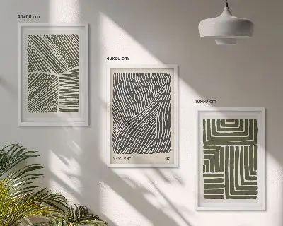 Fotowand met abstracte groene patronen van lijnen en vormen