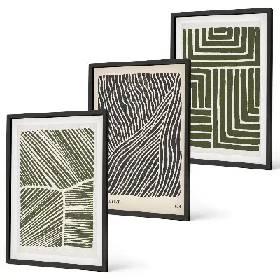 Fotowand met abstracte groene patronen van lijnen en vormen