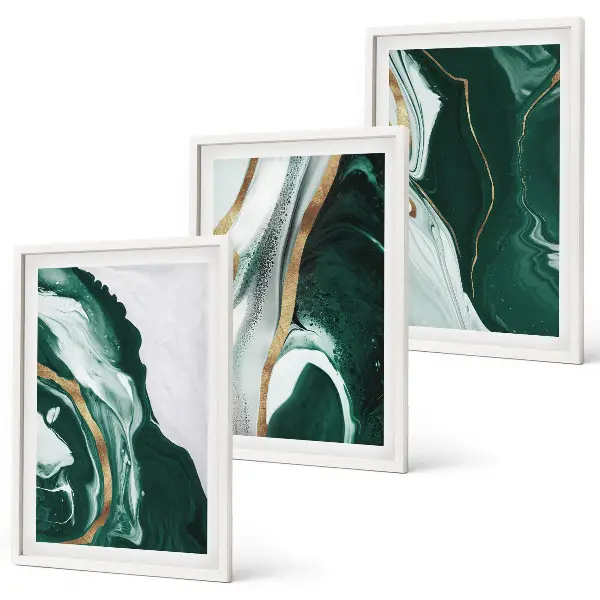Wanddecoratieset schilderijen met abstracte groene verfpatronen